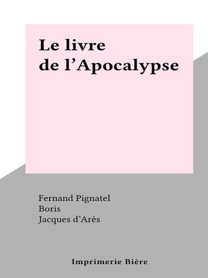 cover image of Le livre de l'Apocalypse